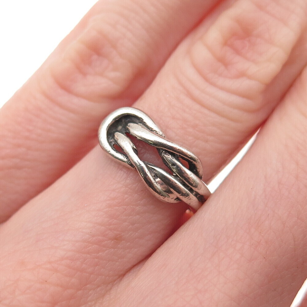 925 Sterling Silver Vintage Mariner Love Knot Oxidized Ring Size 5.25